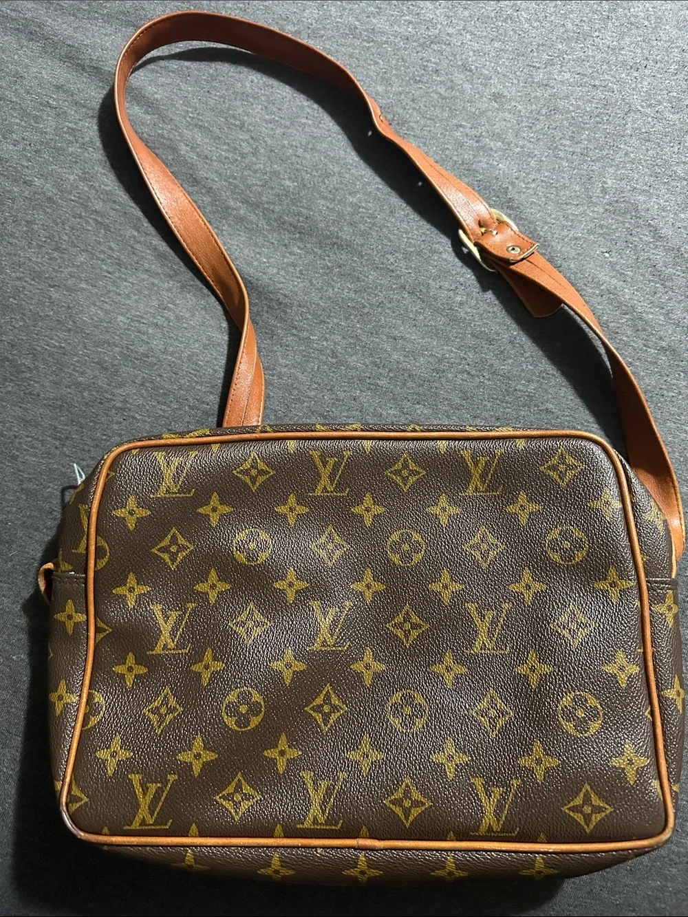 Louis Vuitton Brown Monogram Messenger Bag with Tan Trim